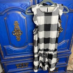 Anthropologie CLOTH & STONE Plaid Black White Romper Jumper Size Small